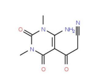 3-(6-Amino-1,3-dimethyl-2,4-dioxo-1,2,3,4-tetrahydro-pyrimidin-5-yl)-3-oxo-propionitrile (CAS 112735-05-4) - chemical structu