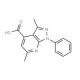 3,6-dimethyl-1-phenyl-1H-pyrazolo[3,4-b]pyridine-4-carboxylic acid (CAS 319923-90-5) - chemical structure image