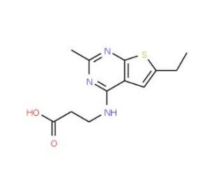 3-(6-Ethyl-2-methyl-thieno[2,3-d]pyrimidin-4-ylamino)-propionic acid - chemical structure image