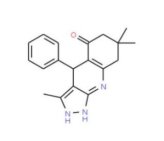 3,7,7-Trimethyl-4-phenyl-1,4,6,7,8,9-hexahydro-5H-pyrazolo[3,4-b]quinolin-5-one - chemical structure image