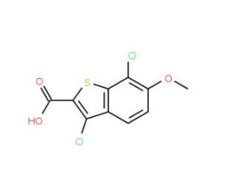 3,7-Dichloro-6-methoxy-benzo[b]thiophene-2-carboxylic acid (CAS 34576-89-1) - chemical structure image