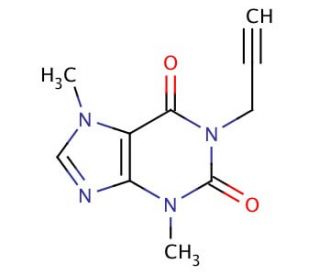 3,7-Dimethyl-1-propargylxanthine (CAS 14114-46-6) - chemical structure image