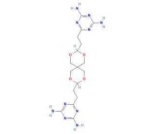 3,9-Bis[2-(3,5-diamino-2,4,6-triazaphenyl)ethyl]-2,4,8,10-tetraoxaspiro[5.5]undecane (CAS 22535-90-6) - chemical structure im