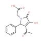 (3-Acetyl-4-hydroxy-5-oxo-2-phenyl-2,5-dihydro-pyrrol-1-yl)acetic acid (CAS 220128-11-0) - chemical structure image