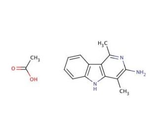 3-Amino-1,4-dimethyl-5H-pyrido[4,3-b]indole acetate (CAS 68808-54-8) - chemical structure image