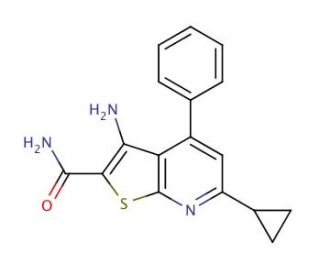 3-amino-6-cyclopropyl-4-phenylthieno[2,3-b]pyridine-2-carboxamide - chemical structure image