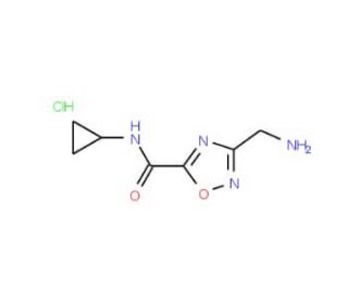 3-(Aminomethyl)-N-cyclopropyl-1,2,4-oxadiazole-5-carboxamide hydrochloride - chemical structure image