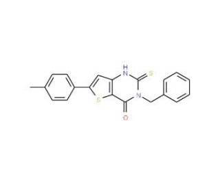 3-Benzyl-2-mercapto-6-p-tolyl-3H-thieno[3,2-d]pyrimidin-4-one - chemical structure image