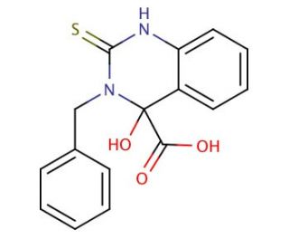 3-Benzyl-4-hydroxy-2-mercapto-3,4-dihydro-quinazoline-4-carboxylic acid - chemical structure image