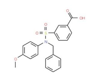 3-[Benzyl-(4-methoxy-phenyl)-sulfamoyl]-benzoic acid - chemical structure image