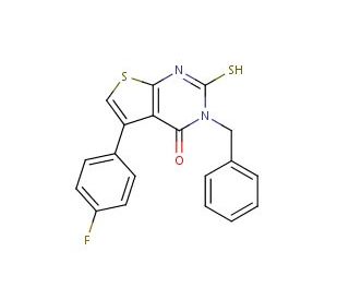 3-Benzyl-5-(4-fluoro-phenyl)-2-mercapto-3H-thieno[2,3-d]pyrimidin-4-one - chemical structure image