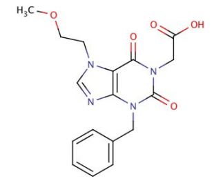 [3-benzyl-7-(2-methoxyethyl)-2,6-dioxo-2,3,6,7-tetrahydro-1H-purin-1-yl]acetic acid - chemical structure image