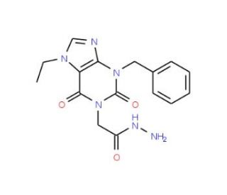(3-Benzyl-7-ethyl-2,6-dioxo-2,3,6,7-tetrahydro-purin-1-yl)-acetic acid hydrazide - chemical structure image