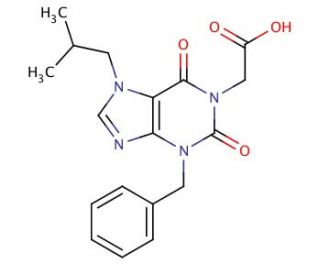 (3-benzyl-7-isobutyl-2,6-dioxo-2,3,6,7-tetrahydro-1H-purin-1-yl)acetic acid - chemical structure image