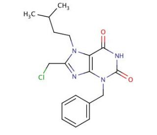 3-benzyl-8-(chloromethyl)-7-(3-methylbutyl)-3,7-dihydro-1H-purine-2,6-dione - chemical structure image