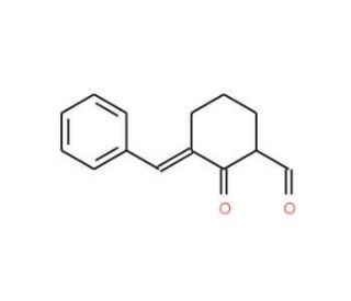 3-Benzylidene-2-oxo-cyclohexanecarbaldehyde (CAS 69009-80-9) - chemical structure image
