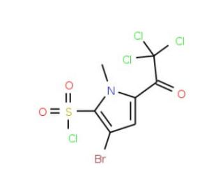 3-bromo-1-methyl-5-(trichloroacetyl)-1H-pyrrole-2-sulfonyl chloride - chemical structure image