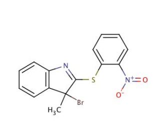 3-Bromo-3-methyl-2-(2-nitrophenylthio)-3H-indole (CAS 27933-36-4) - chemical structure image