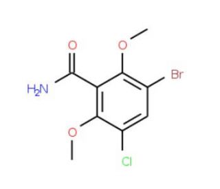 3-Bromo-5-chloro-2,6-dimethoxybenzamide (CAS 175135-60-1) - chemical structure image