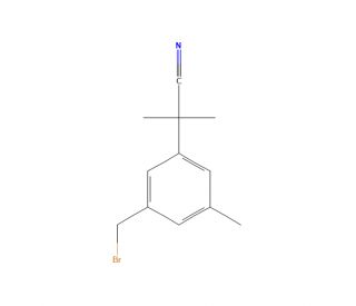 3-(Bromomethyl)-&alpha;,&alpha;,5-trimethyl-benzeneacetonitrile (CAS 120512-36-9) - chemical structure image