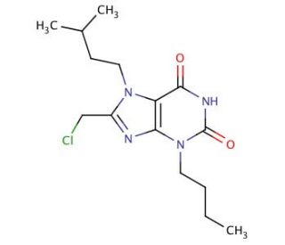 3-butyl-8-(chloromethyl)-7-(3-methylbutyl)-3,7-dihydro-1H-purine-2,6-dione - chemical structure image