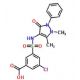 3-Chloro-5-(1,5-dimethyl-3-oxo-2-phenyl-2,3-dihydro-1H-pyrazol-4-ylsulfamoyl)-benzoic acid - chemical structure image