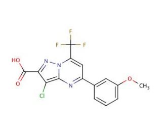 3-Chloro-5-(3-methoxyphenyl)-7-(trifluoromethyl)-pyrazolo[1,5-a]pyrimidine-2-carboxylic acid - chemical structure image