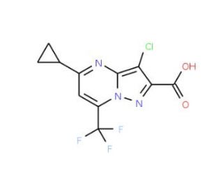 3-Chloro-5-cyclopropyl-7-(trifluoromethyl)-pyrazolo[1,5-a]pyrimidine-2-carboxylic acid - chemical structure image