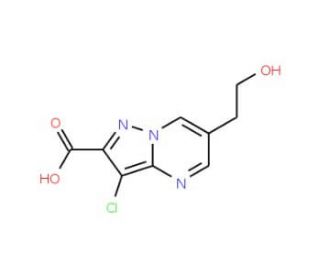 3-Chloro-6-(2-hydroxy-ethyl)-pyrazolo[1,5-a]-pyrimidine-2-carboxylic acid (CAS 842974-84-9) - chemical structure image