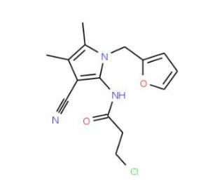 3-chloro-N-[3-cyano-1-(2-furylmethyl)-4,5-dimethyl-1H-pyrrol-2-yl]propanamide - chemical structure image
