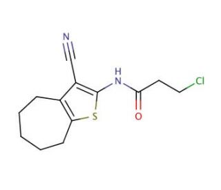 3-chloro-N-(3-cyano-5,6,7,8-tetrahydro-4H-cyclohepta[b]thien-2-yl)propanamide - chemical structure image