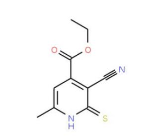 3-Cyano-4-(ethoxycarbonyl)-6-methylpyridine-2-thiol (CAS 56891-69-1) - chemical structure image