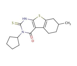 3-cyclopentyl-2-mercapto-7-methyl-5,6,7,8-tetrahydro[1]benzothieno[2,3-d]pyrimidin-4(3H)-one - chemical structure image