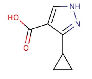 3-Cyclopropylpyrazole-4-carboxylic acid (CAS 870704-26-0) - chemical structure image