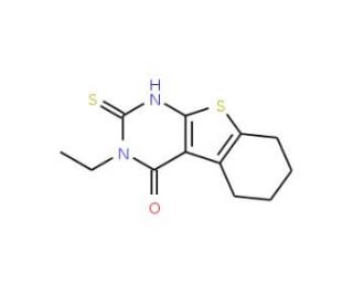 3-Ethyl-2-mercapto-5,6,7,8-tetrahydro-3H-benzo[4,5]thieno[2,3-d]pyrimidin-4-one (CAS 59898-66-7) - chemical structure image