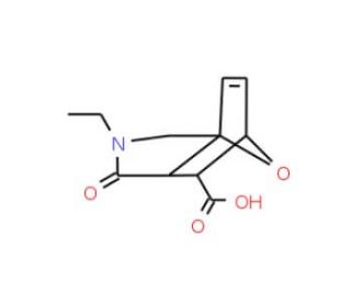 3-Ethyl-4-oxo-10-oxa-3-aza-tricyclo[5.2.1.0*1,5*]dec-8-ene-6-carboxylic acid (CAS 163035-51-6) - chemical structure image