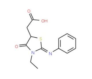 (3-Ethyl-4-oxo-2-phenylimino-thiazolidin-5-yl)-acetic acid - chemical structure image