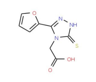 (3-Furan-2-yl-5-thioxo-1,5-dihydro-[1,2,4]triazol-4-yl)-acetic acid (CAS 110167-66-3) - chemical structure image