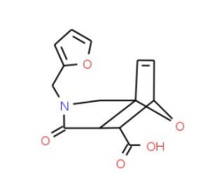 3-Furan-2-ylmethyl-4-oxo-10-oxa-3-aza-tricyclo-[5.2.1.0*1,5*]dec-8-ene-6-carboxylic acid - chemical structure image