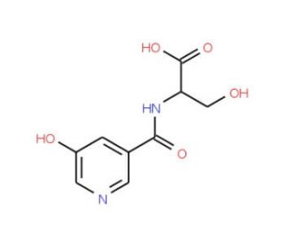 3-Hydroxy-2-[(5-hydroxy-pyridine-3-carbonyl)-amino]-propionic acid - chemical structure image