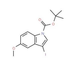 3-Iodo-5-methoxyindole-1-carboxylic acid tert-butyl ester (CAS 192189-10-9) - chemical structure image