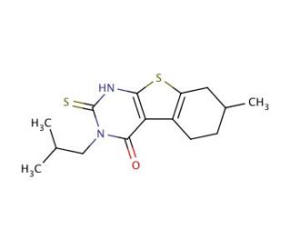 3-isobutyl-2-mercapto-7-methyl-5,6,7,8-tetrahydro[1]benzothieno[2,3-d]pyrimidin-4(3H)-one - chemical structure image