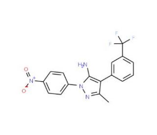 3-Methyl-1-(4-nitrophenyl)-4-[3-(trifluoromethyl)-phenyl]-1H-pyrazol-5-ylamine - chemical structure image