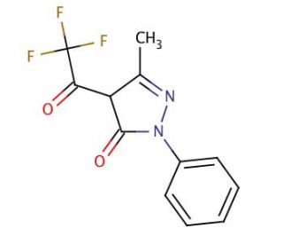 3-Methyl-1-phenyl-4-trifluoroacetyl-2-pyrazolin-5-one (CAS 1691-93-6) - chemical structure image