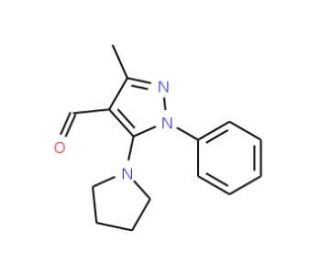3-Methyl-1-phenyl-5-pyrrolidin-1-yl-1H-pyrazole-4-carbaldehyde - chemical structure image