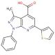 3-Methyl-1-phenyl-6-thiophen-2-yl-1H-pyrazolo[3,4-b]pyridine-4-carboxylic acid - chemical structure image