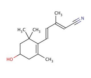 3-Methyl-5-(4-hydroxy-2,6,6-trimethylcyclohex-1-enyl)penta-2-(E/Z)-4-diene-nitrile - chemical structure image