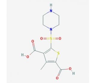 3-methyl-5-(piperazin-1-ylsulfonyl)thiophene-2,4-dicarboxylic acid - chemical structure image