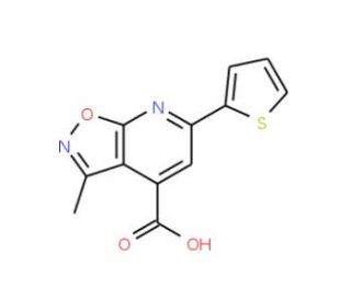 3-methyl-6-thien-2-ylisoxazolo[5,4-b]pyridine-4-carboxylic acid (CAS 923881-51-0) - chemical structure image