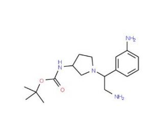 3-N-Boc-Amino-1-[2-amino-1-(3-amino-phenyl)-ethyl]-pyrrolidine (CAS 886365-13-5) - chemical structure image